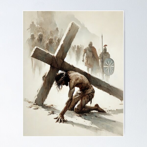 Item preview, Stations of the Cross: Jesus Falls | Christian Wall Art designed and sold by FaithArtCrea.