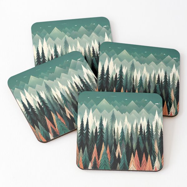Item preview, Montains and Trees, firs, repeating pattern, Christmas, winter, winter holidays, pine trees, forest, mountain designed and sold by Collagedream.