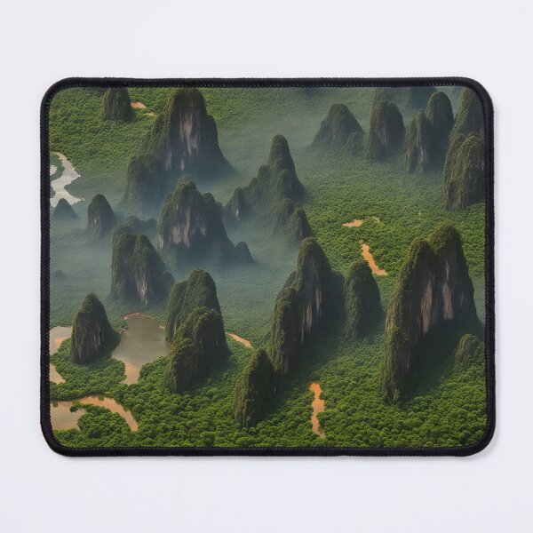 Item preview, Misty Karst Mountains – Aerial Jungle Landscape designed and sold by HCNDesign.