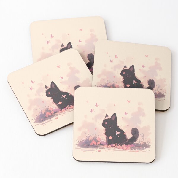 Item preview, Black kitten in the meadow watching sunset designed and sold by WoollenLlama.