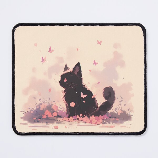 Item preview, Black kitten in the meadow watching sunset designed and sold by WoollenLlama.