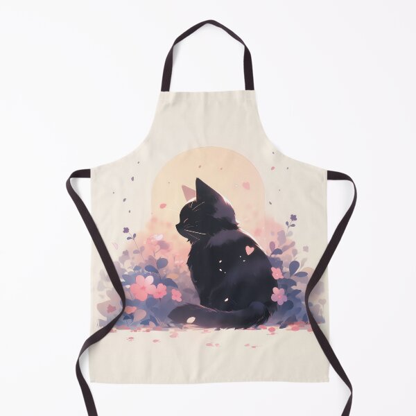 Item preview, Black cat in the meadow watching sunset designed and sold by WoollenLlama.