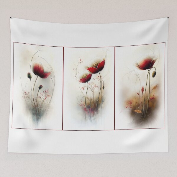 Item preview, Poppy Whispers: A Triptych of Delicate Dreams designed and sold by bloorose.