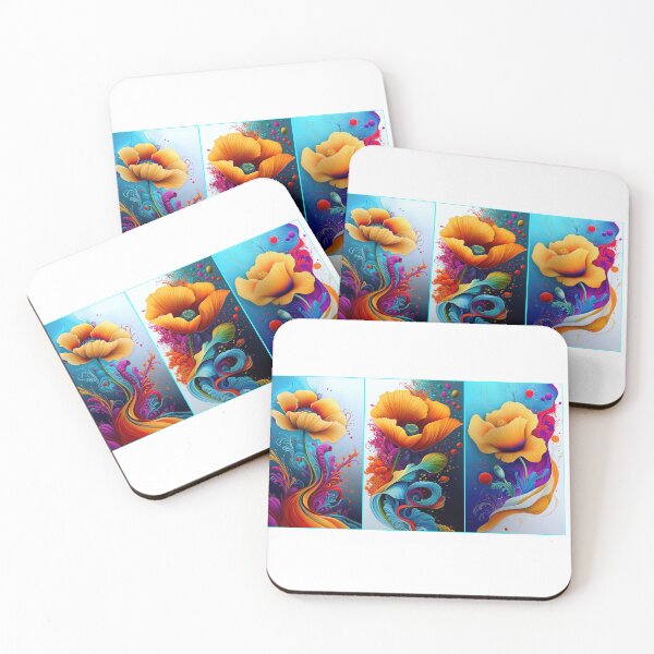 Item preview, Chromatic Poppies: A Vibrant Triptych of Floral Fantasy designed and sold by bloorose.