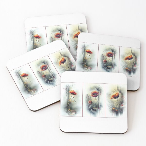 Item preview, Poppy Triptych: The Ethereal Bloom in Three Acts designed and sold by bloorose.