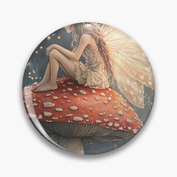 Item preview, Somewhere in a hidden glade, a fairy perches on a mushroom. designed and sold by SporeandCanvas.