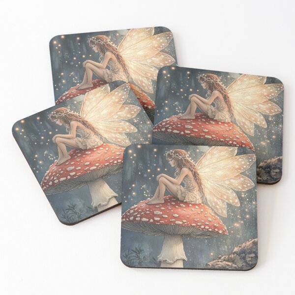 Item preview, Somewhere in a hidden glade, a fairy perches on a mushroom. designed and sold by SporeandCanvas.