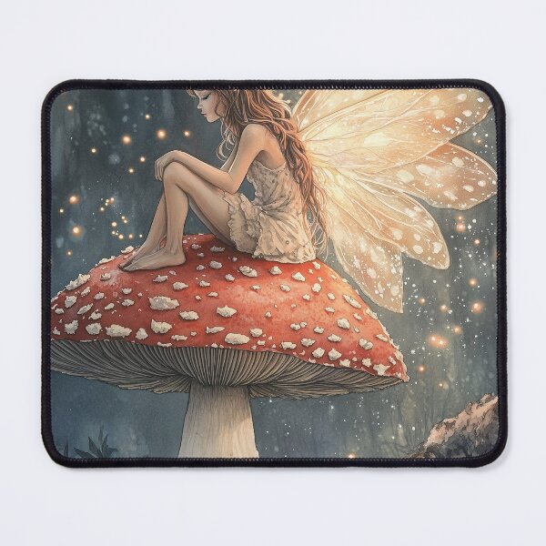 Item preview, Somewhere in a hidden glade, a fairy perches on a mushroom. designed and sold by SporeandCanvas.