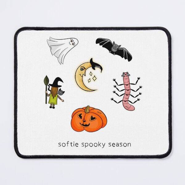 Item preview, Softie Spooky Season - all six characters with black text designed and sold by whimsicalworman.