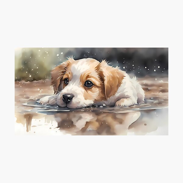 Item preview, Cute Puppy in Puddle designed and sold by BookCovered.