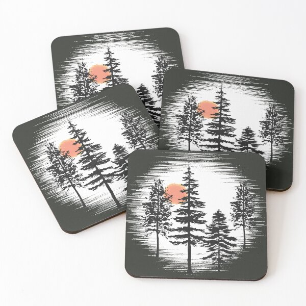 Item preview, Abstract Pine Forest with Full Moon | Vintage Textured Style designed and sold by AOCollections.