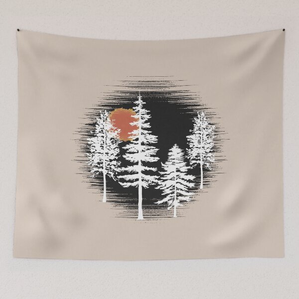 Item preview, Abstract Pine Forest with Full Moon | Vintage Textured Style designed and sold by AOCollections.