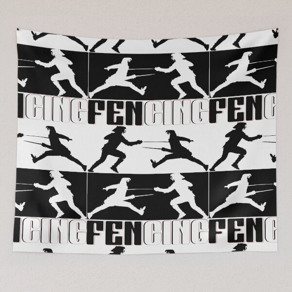 Item preview, "Dynamic Fencing Duel – Black & White Graphic Art" designed and sold by GuettoUnderClothing.