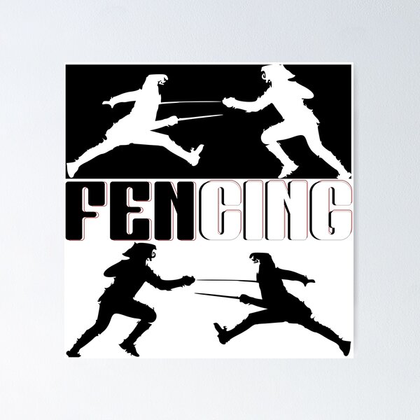 Item preview, "Dynamic Fencing Duel – Black & White Graphic Art" designed and sold by GuettoUnderClothing.