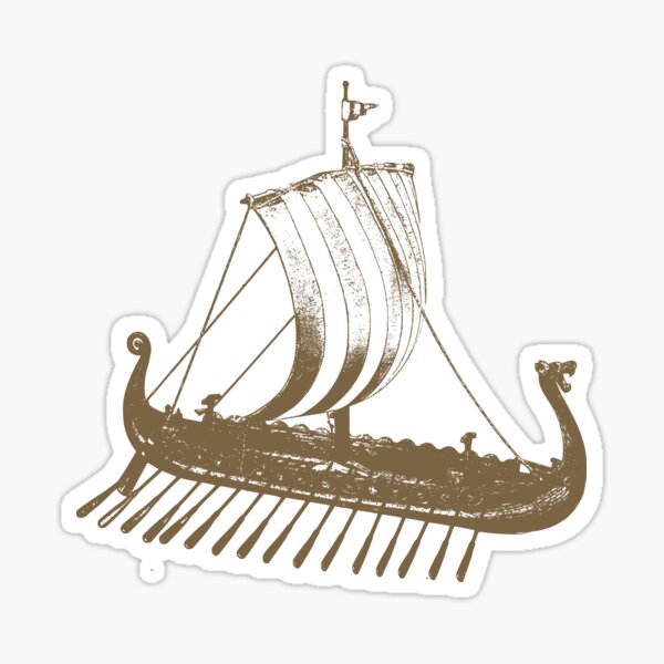 2 Viking Boat Classic Stickers. Remastered on Waterproof 
