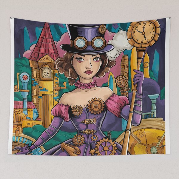 Item preview, A colorful illustration of a mystical steampunk scene.  designed and sold by Lilashakti ⭐️ ⭐️ ⭐️ ⭐️ ⭐️.