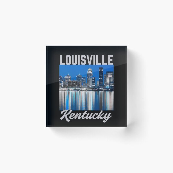 Item preview, Retro-Style Louisville Kentucky Downtown Ohio River Shoreline - Silver Text designed and sold by TimelessLocales.