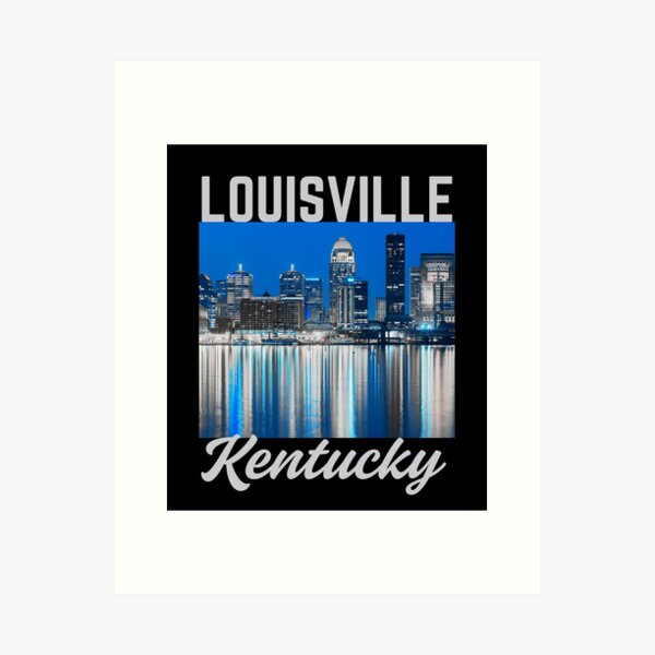 Item preview, Retro-Style Louisville Kentucky Downtown Ohio River Shoreline - Silver Text designed and sold by TimelessLocales.