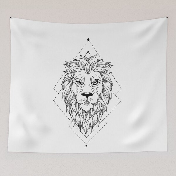 Item preview, Hand-Drawn Geometric Lion Design designed and sold by MarinaBlackArt.