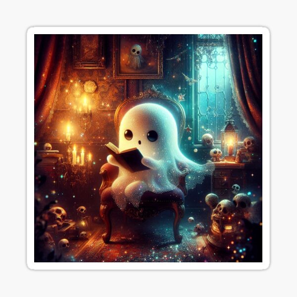 Bookworm Ghosty Friend Sticker