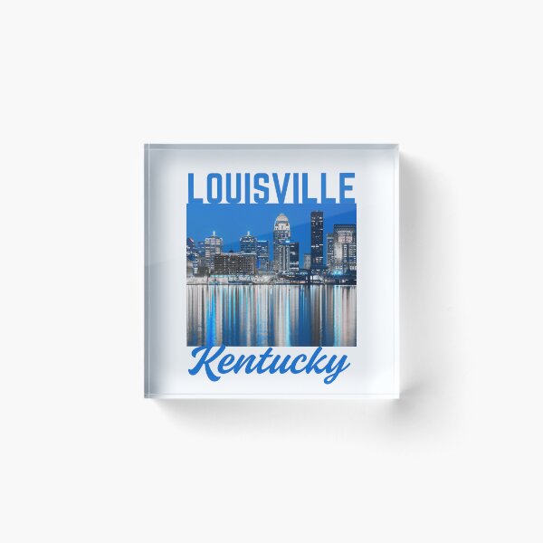 Item preview, Retro-Style Louisville Kentucky Downtown Ohio River Shoreline - Blue Text designed and sold by TimelessLocales.