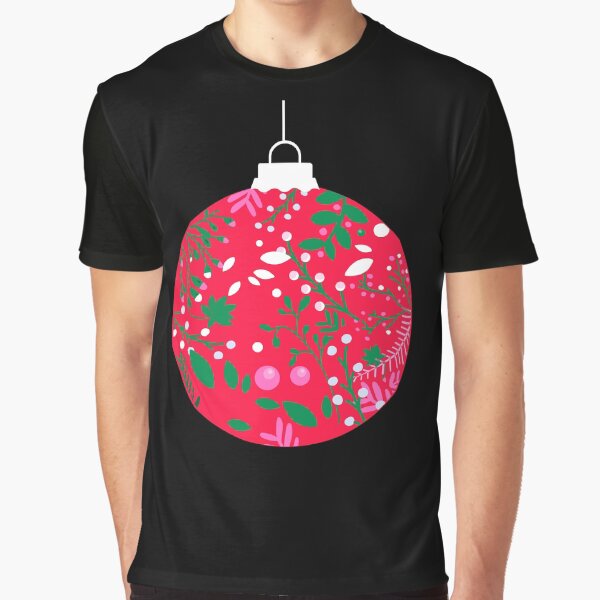 Vista previa del artículo con la obra «Hermoso adorno navideño redondo con ramas y hojas de color rosa pastel y colores brillantes.», diseñado y vendido por Jdawnink.