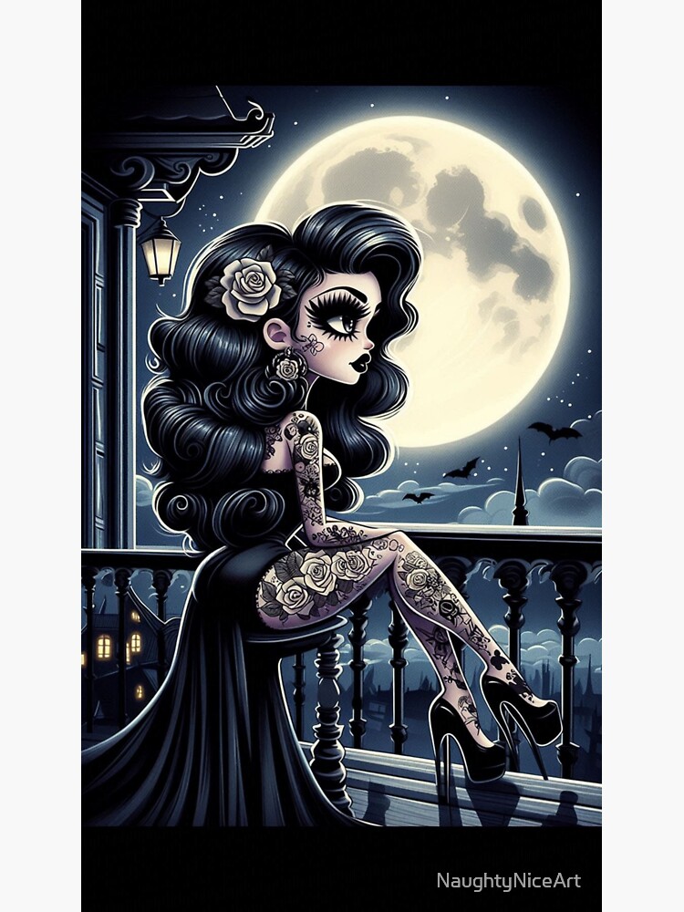 Thumbnail 3 of 3, Sticker, Midnight Thoughts designed and sold by NaughtyNiceArt.