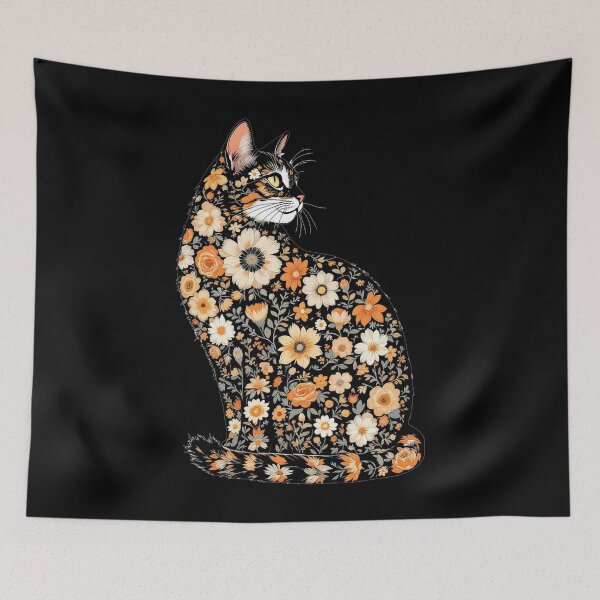 Item preview, Cat Colorful Floral Patterns Flowers Art  designed and sold by Blok45.