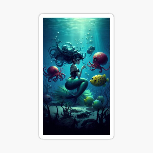 Lonely Mermaid with Friends Sticker