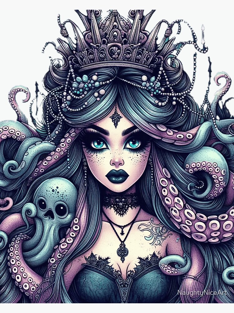 Thumbnail 3 of 3, Sticker, Sea Witch 1 designed and sold by NaughtyNiceArt.