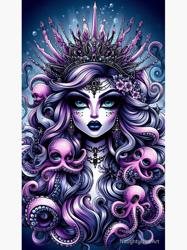 Thumbnail 3 of 3, Sticker, Sea Witch designed and sold by NaughtyNiceArt.
