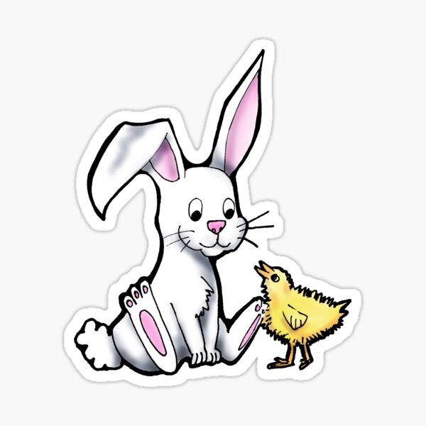 Easter Bunny and Chick Sticker