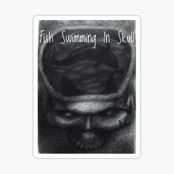 Item preview, Fish Swimming in Skull – Surreal, Dark Humor, Gothic Art designed and sold by Anomaly Effect.