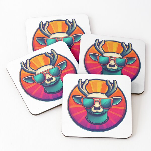 Item preview, Cool Retro Deer with Sunglasses – Vibrant Sunset Aesthetic designed and sold by ForeverPrintsOK.