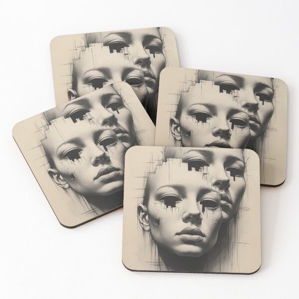 Item preview, Fragmented Duality – Abstract Surreal Female Portrait designed and sold by PRINTPIC.