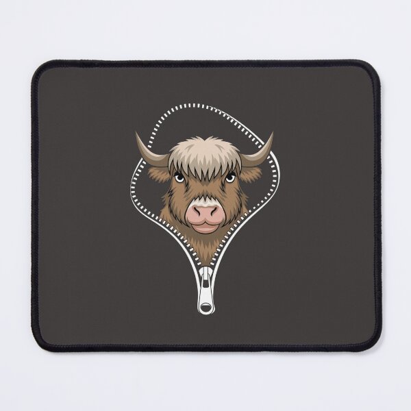 Item preview,  a yak with thick, shaggy fur, curved horns, and a calm expression coming out from a zipper designed and sold by 123ks.