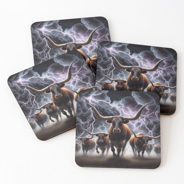 Item preview, Longhorn Cattle Herd in Lightning Storm designed and sold by paintedmemories.
