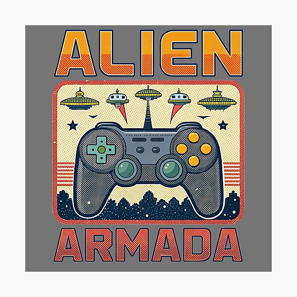Item preview, Alien Armada - Retro Video Game designed and sold by Lucky Dog Merch.