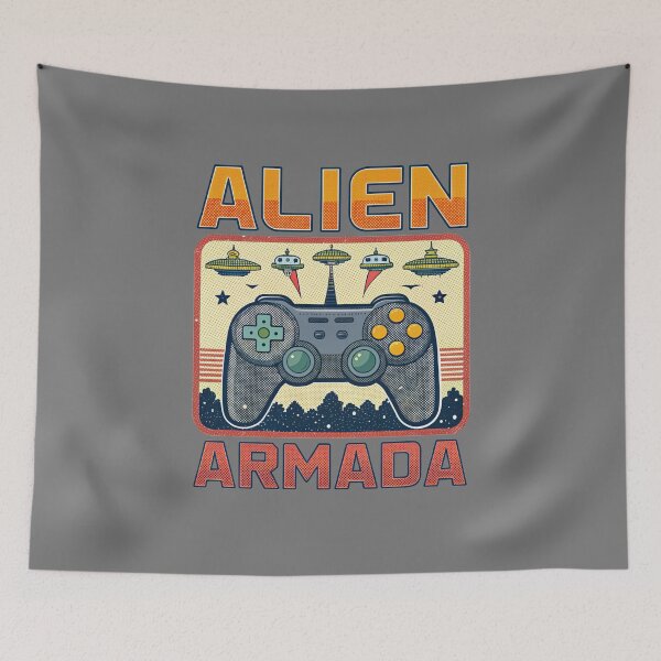 Item preview, Alien Armada - Retro Video Game designed and sold by Lucky Dog Merch.