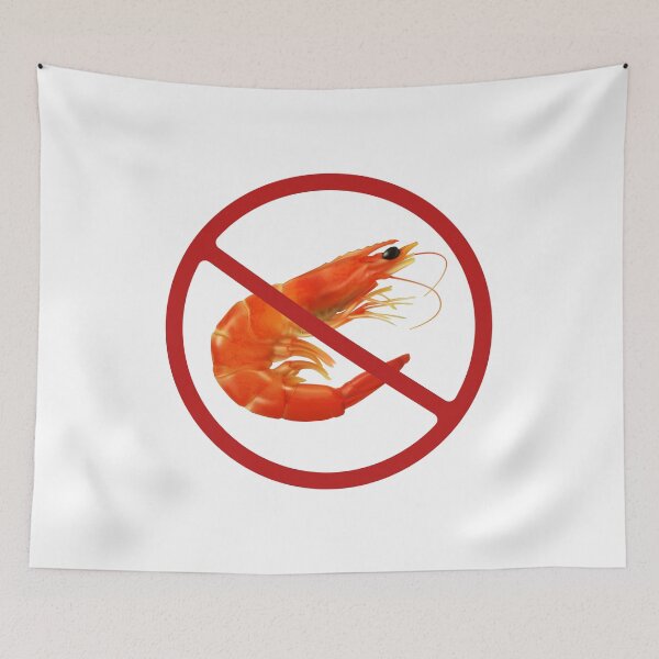 Item preview, Prohibited Prawn, Shrimp Sign, Black, Red, White Signage designed and sold by AASparksDesigns.