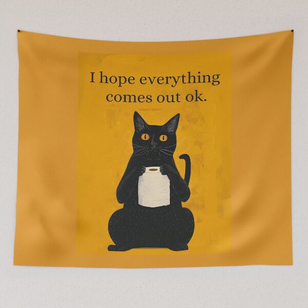 Item preview, Black cat holding toilet paper designed and sold by Sketch-Shack.