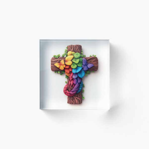 Aperçu de l'œuvre Blossoms of Faith: The Living Cross - Apparel/Accessories/Decor/Art créée et vendue par CelestialThread.