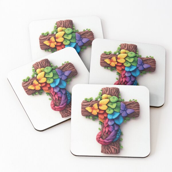 Aperçu de l'œuvre Blossoms of Faith: The Living Cross - Apparel/Accessories/Decor/Art créée et vendue par CelestialThread.