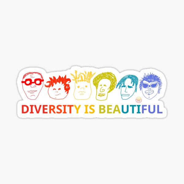 Vista previa del artículo con la obra «La diversidad es hermosa Caras de arcoíris», diseñado y vendido por WaamScabam.