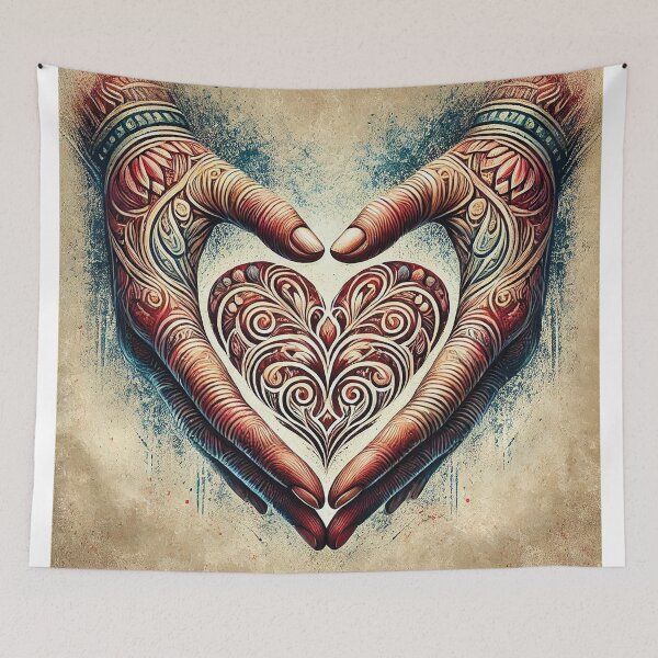 Item preview, Ornate Hands Forming a Heart – Symbolic Artistic Illustration designed and sold by Gold Turtle  Lina.