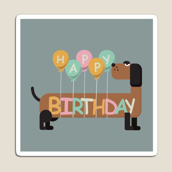 Item preview, Happy Birthday greeting card with Dachshund Dog and Balloons designed and sold by AlginaPugachova.