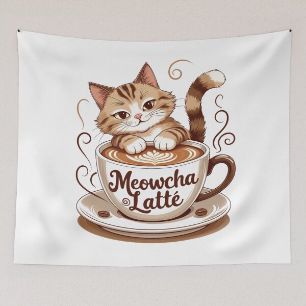 Item preview, Meowcha Latte – Cozy Cat & Coffee Art Design designed and sold by bannzy.
