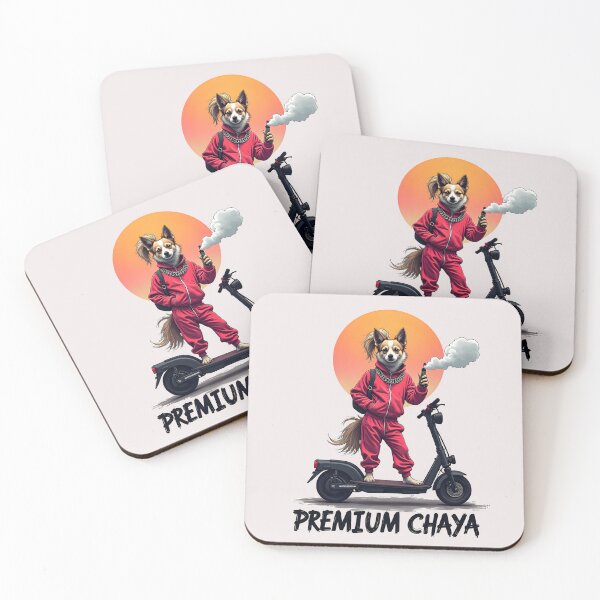 Item preview, Premium Chaya Talahündin: funny dog design with e-scooter Talahina and vape designed and sold by RetroTraveller.