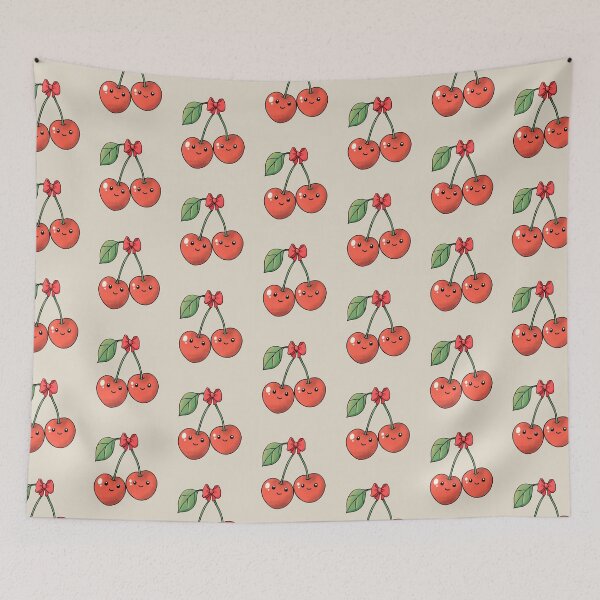 Item preview, Cherry Delight: A Retro Fruit Art Design, Smiling Cherries designed and sold by OrenjiArtShop.