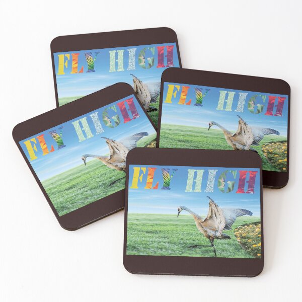 Item preview, Motivational-Vibrant text-Fly High-Crane-Green grass-Blue sky designed and sold by PVTCreations.